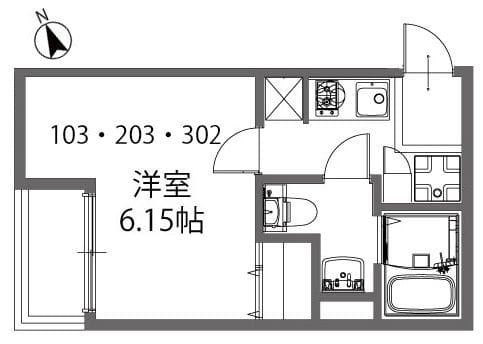 モダンアパートメント高田馬場 302 間取り図