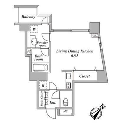 セントラルクリブ六本木Ⅲ 0405 間取り図