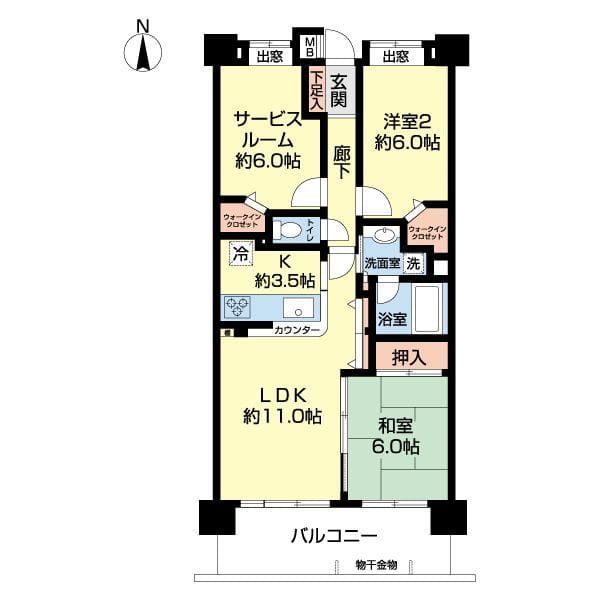コスモ川口アクアフロント 904 間取り図