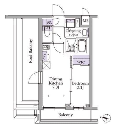 イプセ初台 502 間取り図