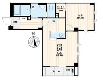 Vieuno 鐘ヶ淵 303 間取り図