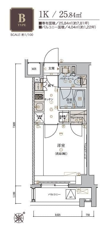 リヴシティ武蔵野ミュジオ 302 間取り図