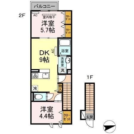 アンジュール等々力 202 間取り図