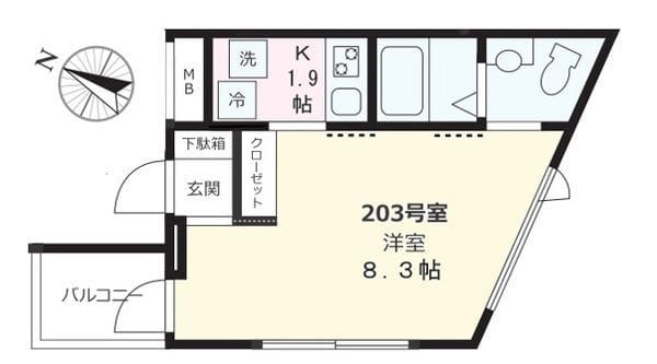 POSITIVE市谷台 203 間取り図