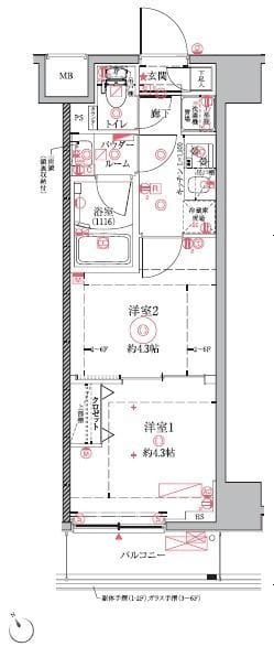 クレイシア門前仲町ザ・レジデンス 609 間取り図