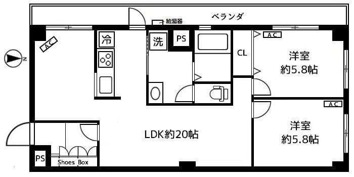 四谷軒第5経堂シティーコーポ 301 間取り図