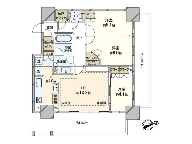 パークタワー西新宿エムズポート 2406 間取り図