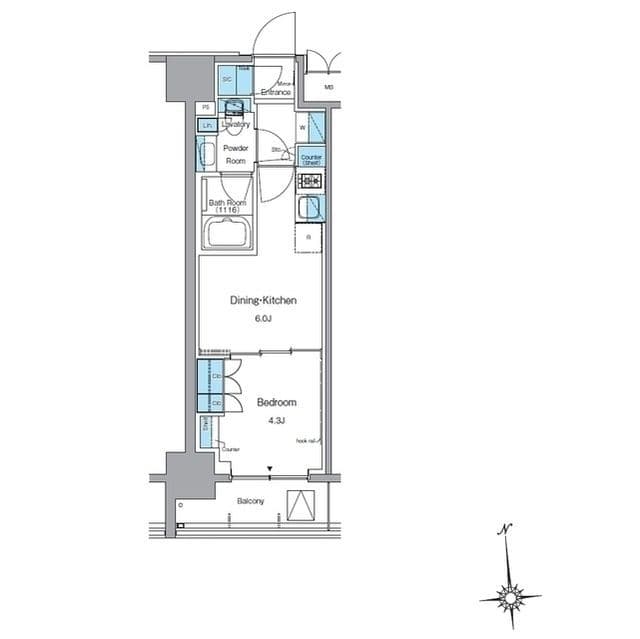 ルフォンプログレ上野稲荷町 1002 間取り図