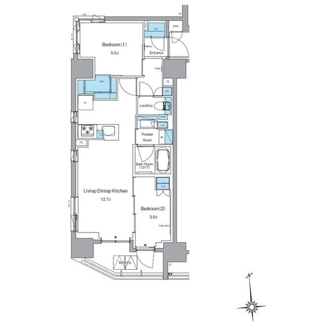 ルフォンプログレ上野稲荷町 1301 間取り図
