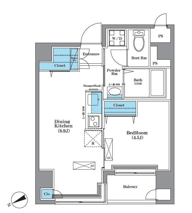 アーバネックス八丁堀 301 間取り図