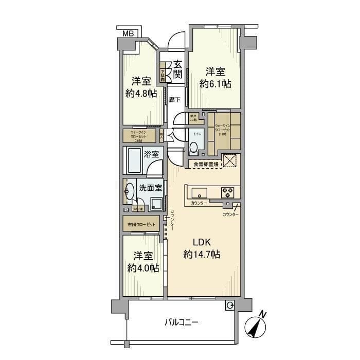 プライム横浜岸谷 0 間取り図