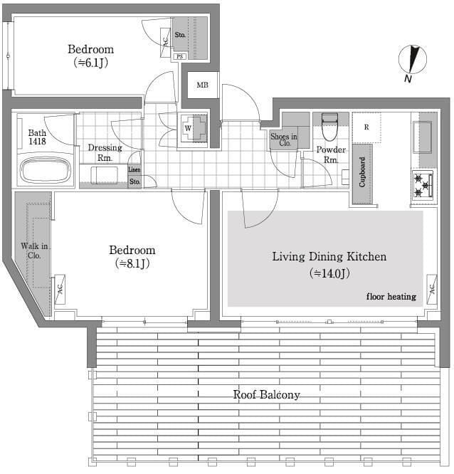 ザ・レジデンス千駄木須藤ガーデン 403 間取り図
