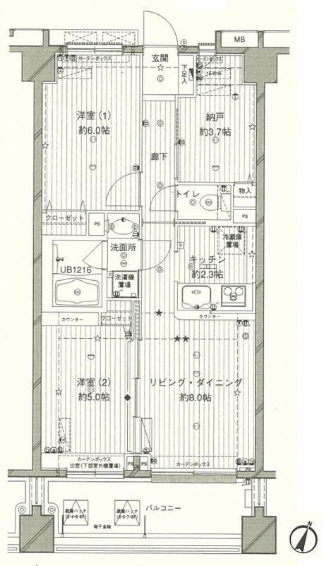 コスモリード西馬込 102 間取り図