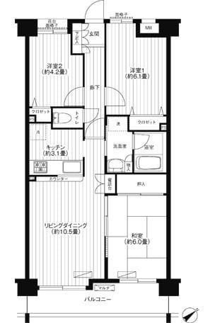 グランドパレス37 407 間取り図