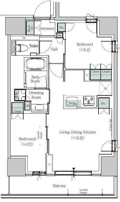 ONE ROOF RESIDENCE NISHINIPPORI 509 間取り図