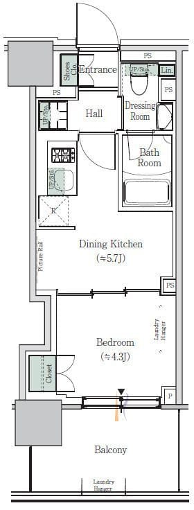 ONE ROOF RESIDENCE NISHINIPPORI 907 間取り図