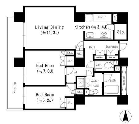 リバーポイントタワー 208 間取り図