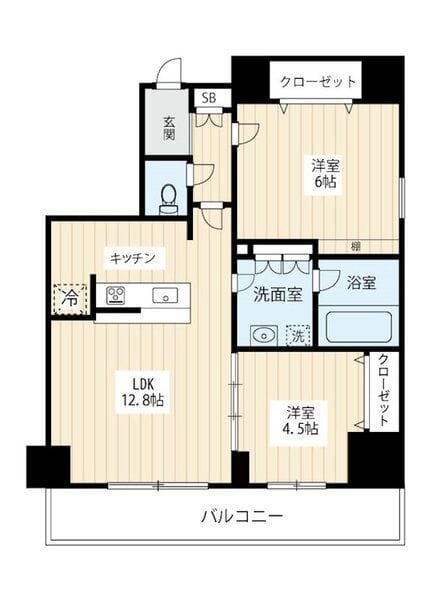フュージョナル北綾瀬 801 間取り図