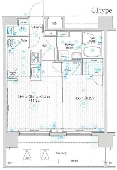フュージョナル東墨田 601 間取り図