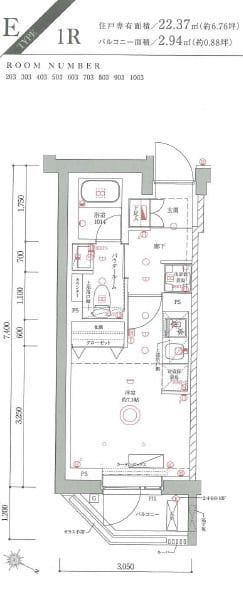 AZEST阪東橋Ⅱ 303 間取り図