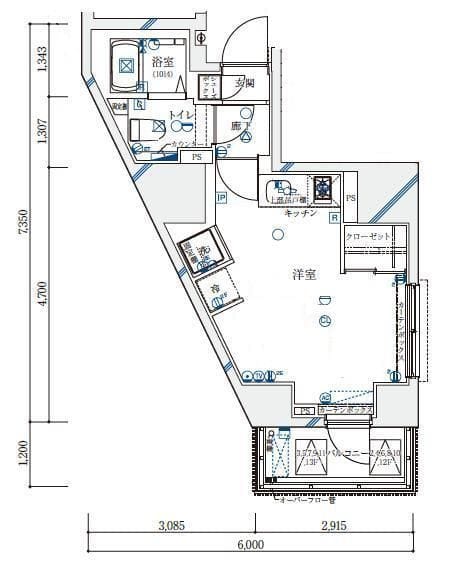 ル・リオン西新宿 403 間取り図