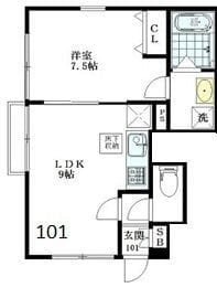 フォレストコート東中野 101 間取り図