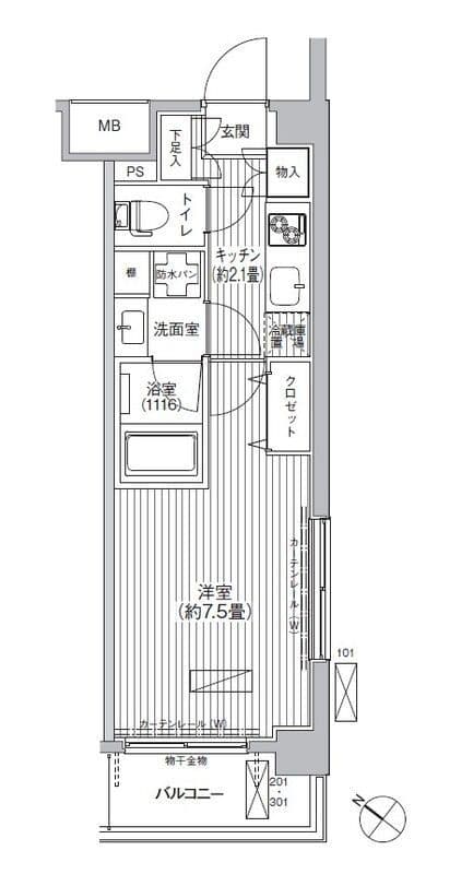 クラール阿佐ヶ谷 301 間取り図