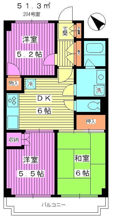ロアール成増 204 間取り図