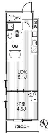 Alivis本八幡 108 間取り図
