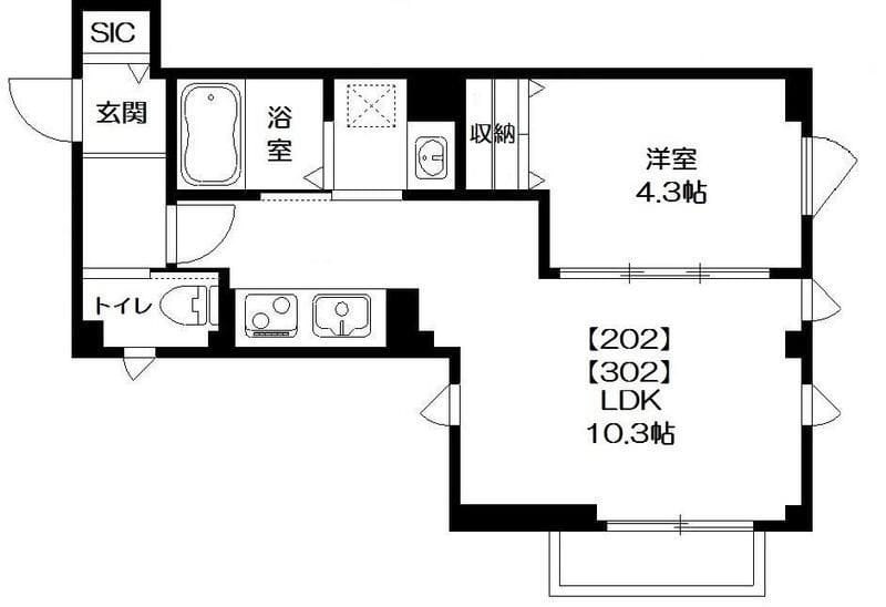 アンバーコート 202 間取り図