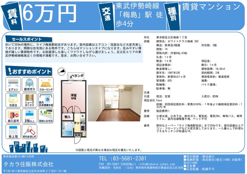 ホワイトテラス梅島 302