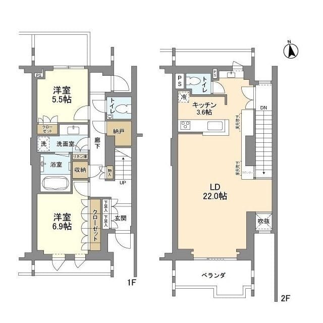 瀬田の杜 Garden & Terrace B棟 5 間取り図