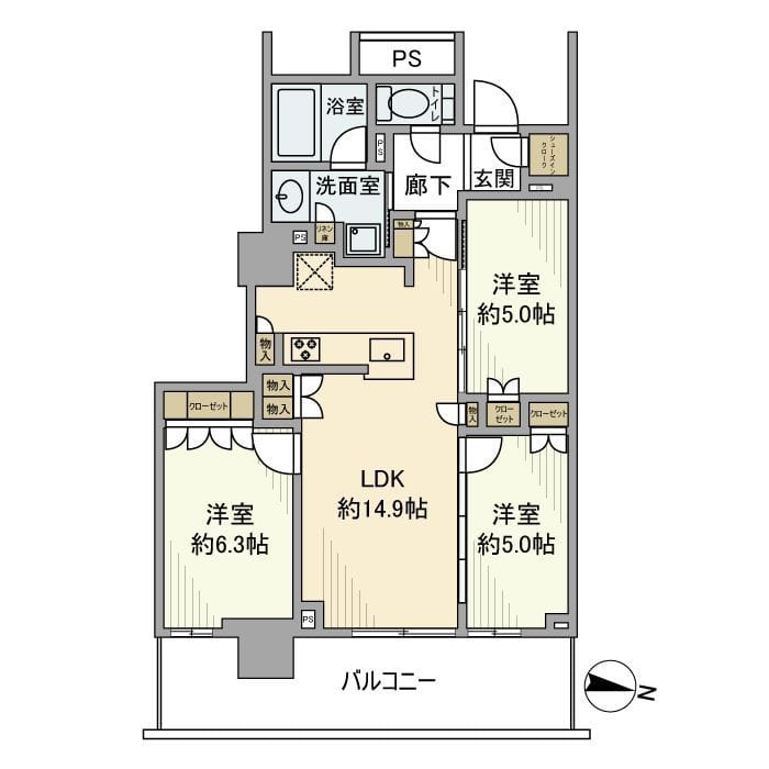 プラウドタワー川口クロス 2618 間取り図