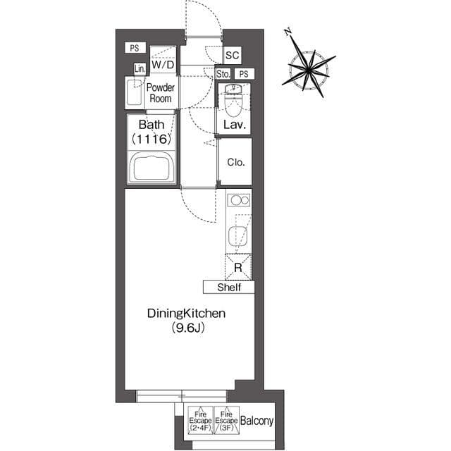 コンフォリア上目黒 301 間取り図