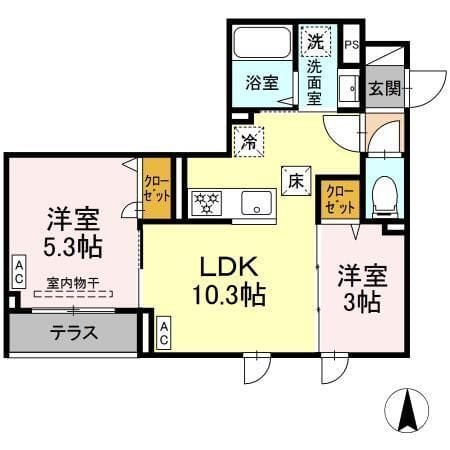セレスティア南花畑Ⅲ 101 間取り図