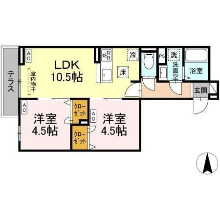 セレスティア南花畑Ⅲ 103 間取り図