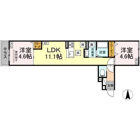 セレスティア南花畑Ⅲ 105 間取り図