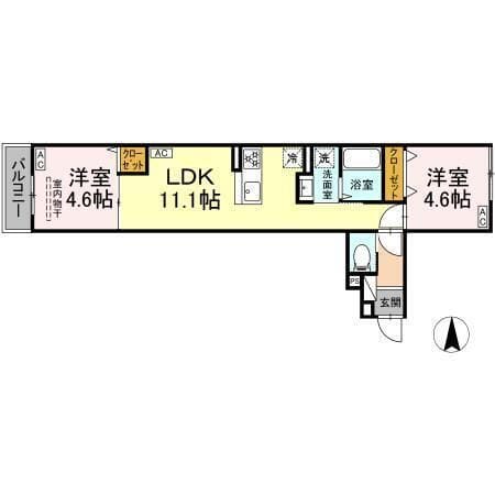 セレスティア南花畑Ⅲ 305 間取り図