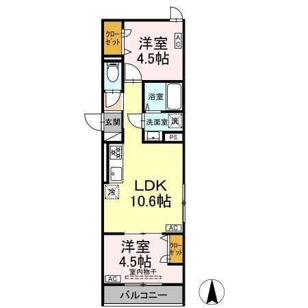セレスティア南花畑Ⅲ 306 間取り図