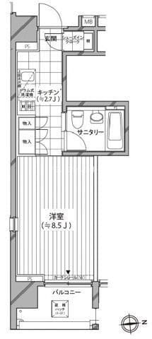 カスタリア麻布十番七面坂 708 間取り図