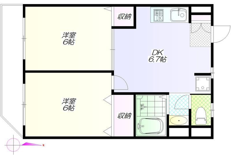 月村マンションNo.22 202 間取り図