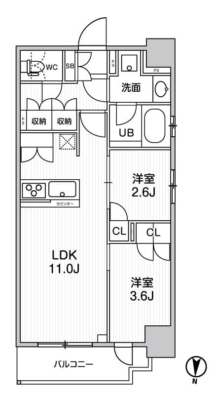 シーズンフラッツ菊川WEST 301 間取り図