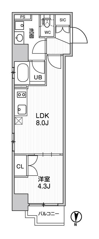 シーズンフラッツ菊川WEST 703 間取り図