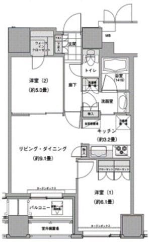 ウエストパークタワー池袋 1307 間取り図