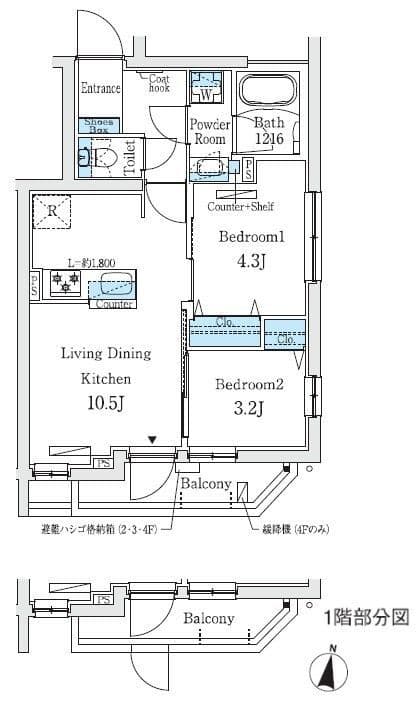 プライムブリス中野富士見町Ⅱ 104 間取り図
