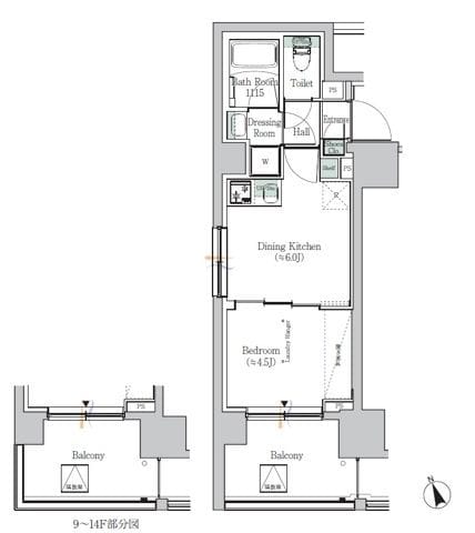 ONE ROOF RESIDENCE ASAKUSABASHI 0401 間取り図