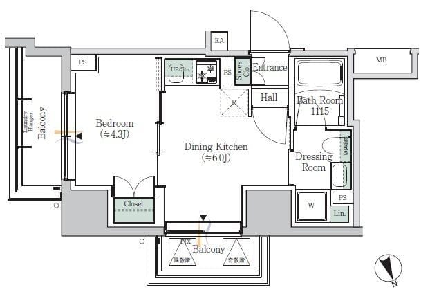 ONE ROOF RESIDENCE ASAKUSABASHI 0606 間取り図