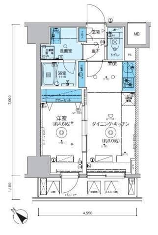 リヴシティ横濱関内弐番館 308 間取り図