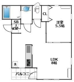 アティアス北沢 102 間取り図