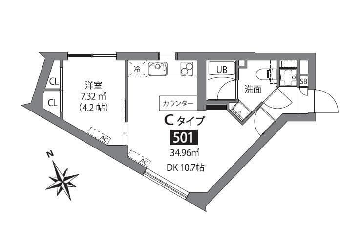 ASTILE市ヶ谷 501 間取り図